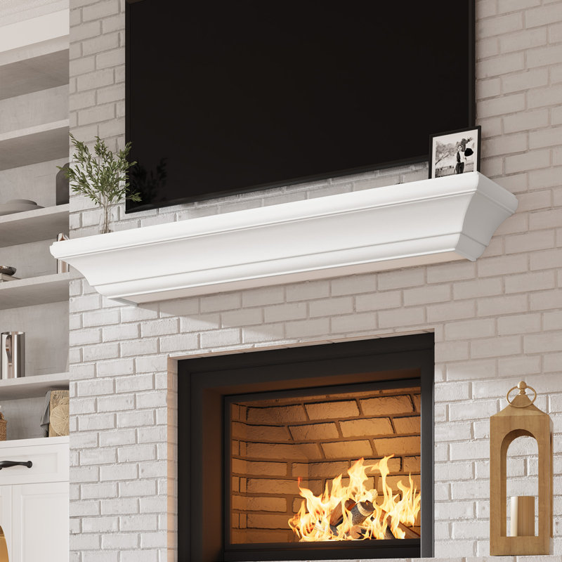 Solid Wood Fireplace Mantel, 60", White