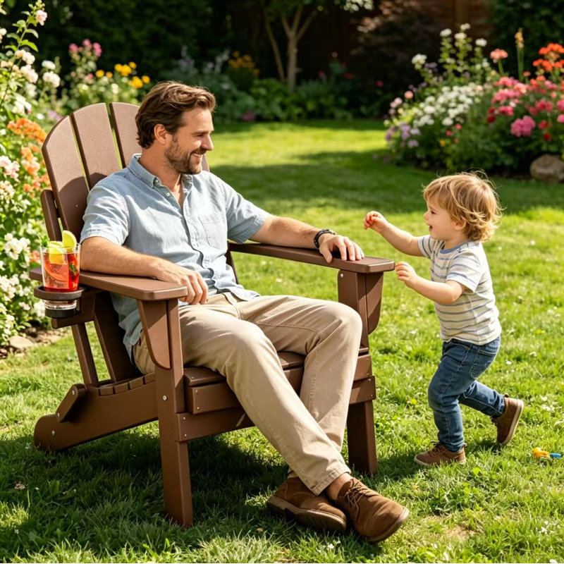 Chaise Adirondack pliante en plastique Lutie, Brun