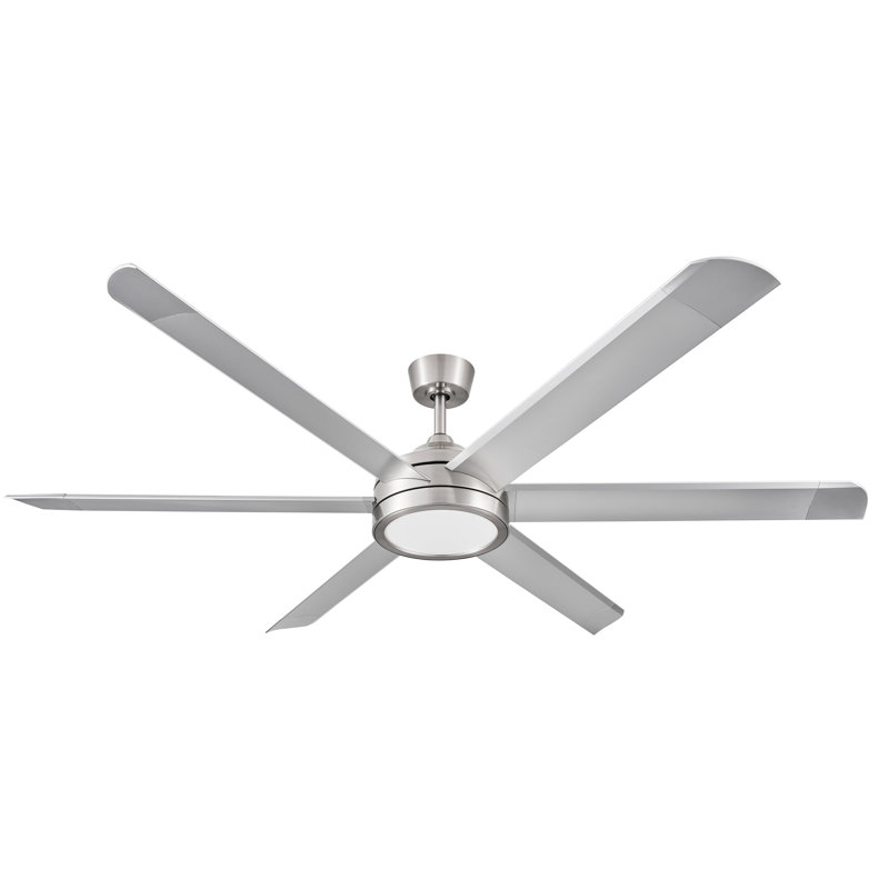 Blazer 72 in. 6 Blade Brushed Nickel Large Ceiling Fan with Remote Control, Dimmable LED Light Kit, and Reversible Motor