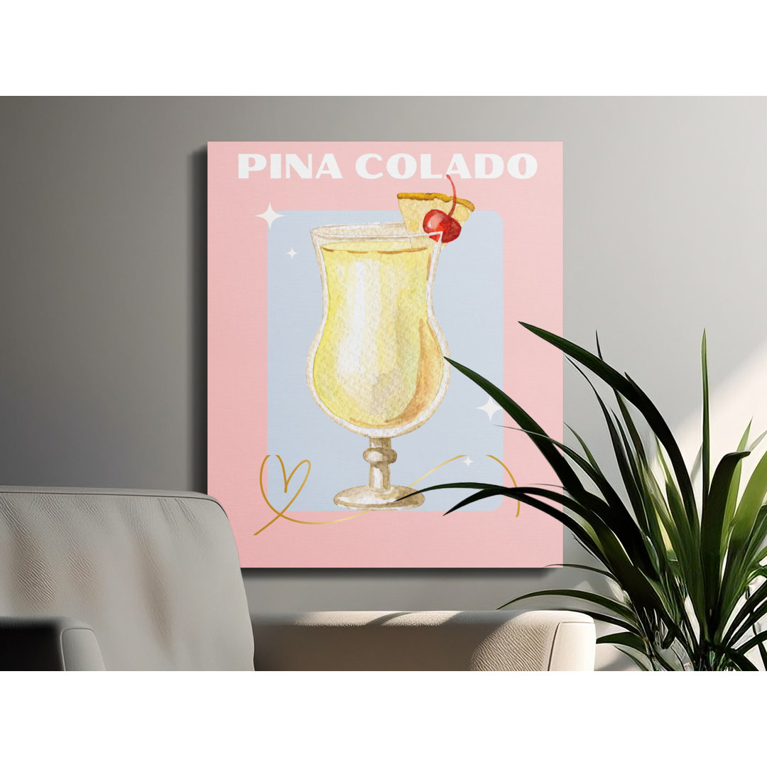 Pina Colada Canvas Wall Art, Tropical Cocktail Print, Summer Drink Decor, Fun Bar Cart Decor, Kitchen Wall Art, Housewarming Gift for Her