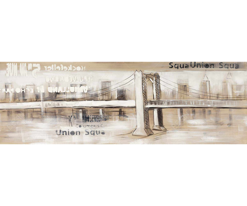 Abstract Bridge with Typography - Industrial Framed Canvas