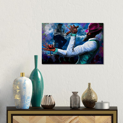 Cigares et brandy - Giclée sur toile tendue avec châssis