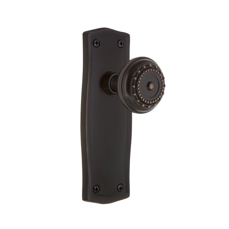Prairie Plate with Meadows Door Knob, Timeless Bronze, 2 3/8