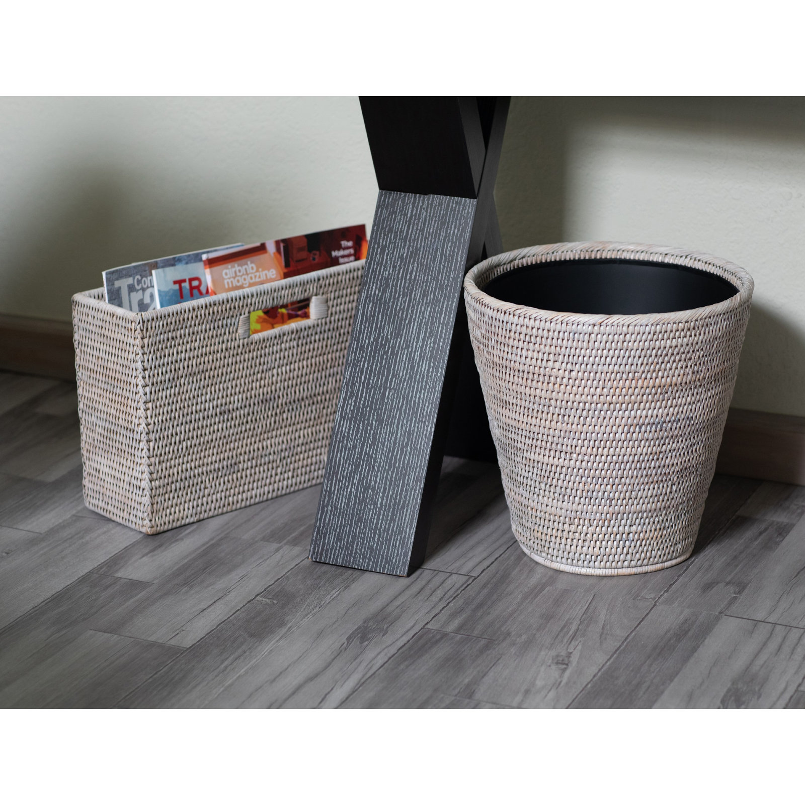 Cloverly 4gal Waste Basket, White Wash