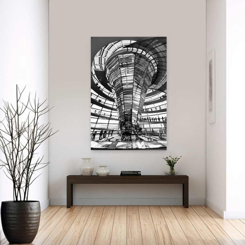 Dôme en spirale intérieur, architecture géométrique abstraite contemporaine, impression d'art mural urbain, H 60 po x l 40 po