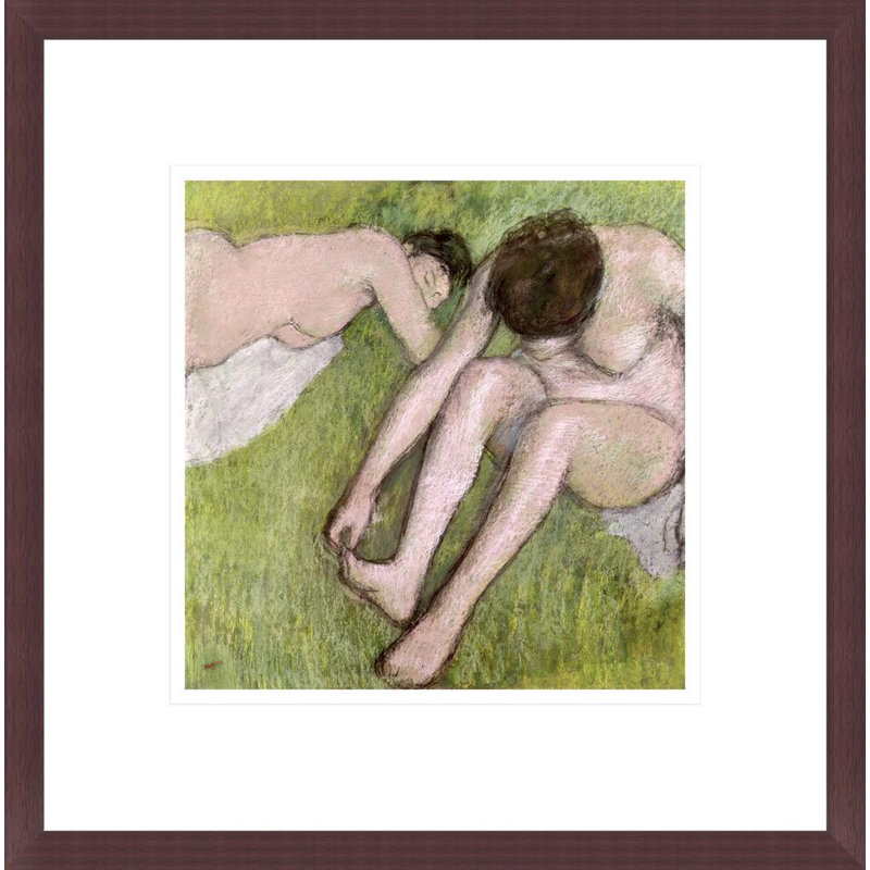 «Two Bathers on the Grass» par Edgar Degas, impression giclée encadrée, H 13,89 po x l 13,75 po