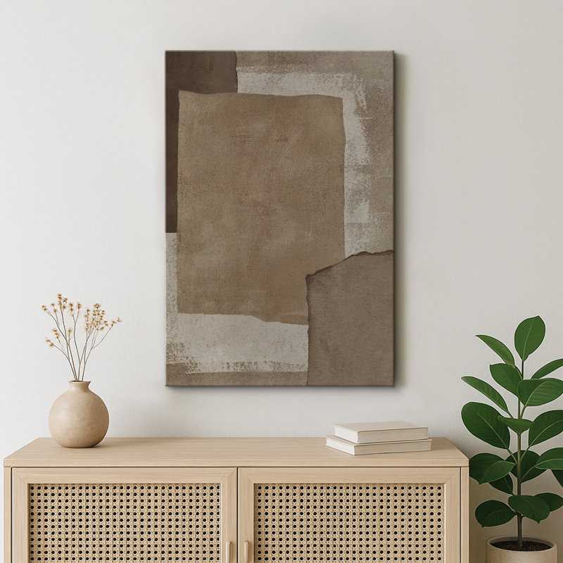 Neutral Earth Tone Abstract Artwork, Minimalist Modern Rustic Wall Pictures, Large Framed Canvas Giclee Print Wall Art