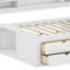 Lit de jour double en bois avec 2 tables de chevet, tablettes et tiroirs-779670844