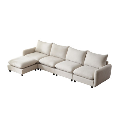 Canapé modulaire surdimensionné de 130 po en forme de L 5 pièces avec canapé et repose-pieds pour salon et espace spacieux