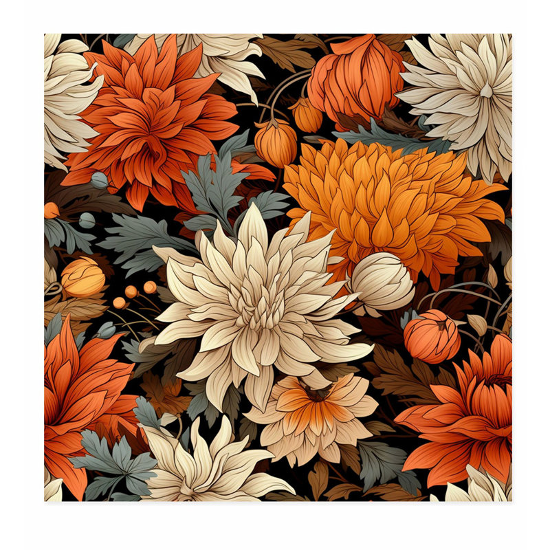 Impression florale d'automne sans cadre, H 10 po x l 10 po