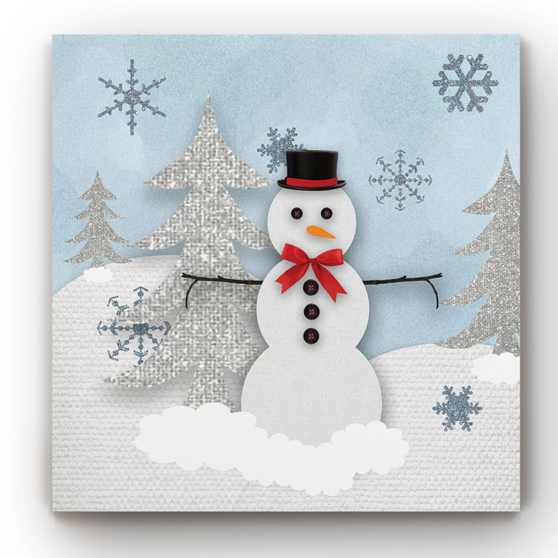 « bonhomme de neige », impression sur toile tendue, H 10 po x l 10 po x P 1,5 po
