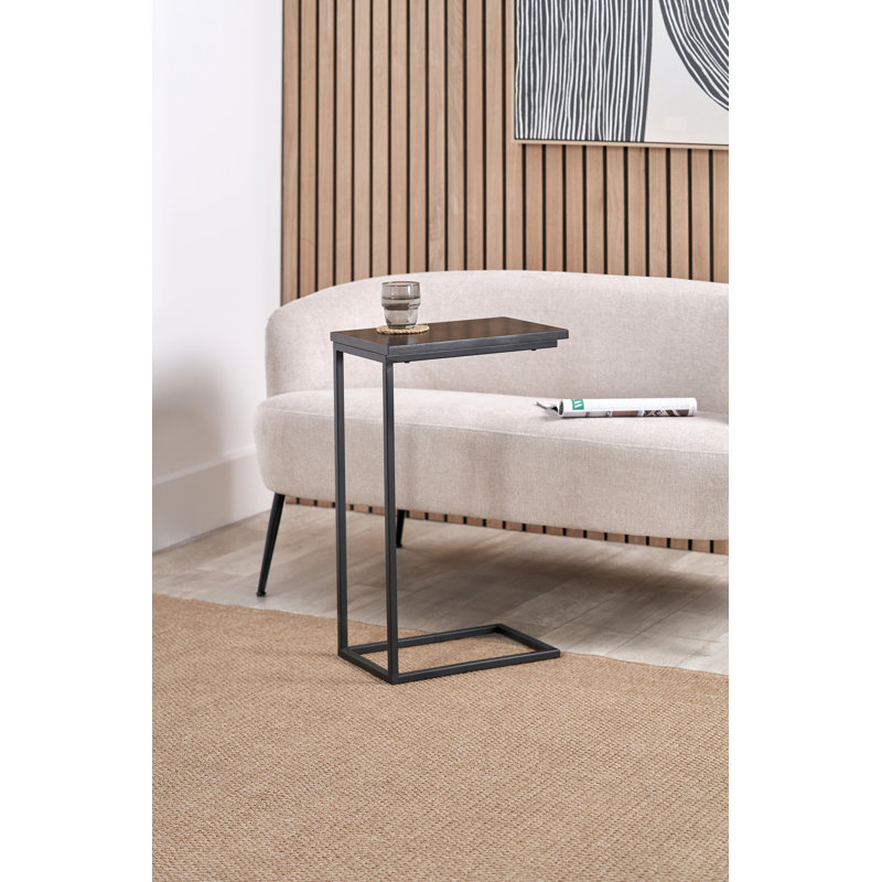 Taianne Concrete Effect and Metal Supper Side Table, Black
