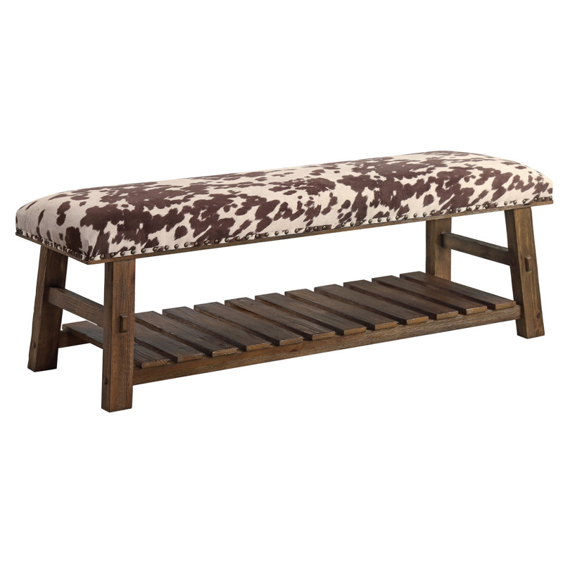 Rego Faux Cowhide Upholstered Storage Bench