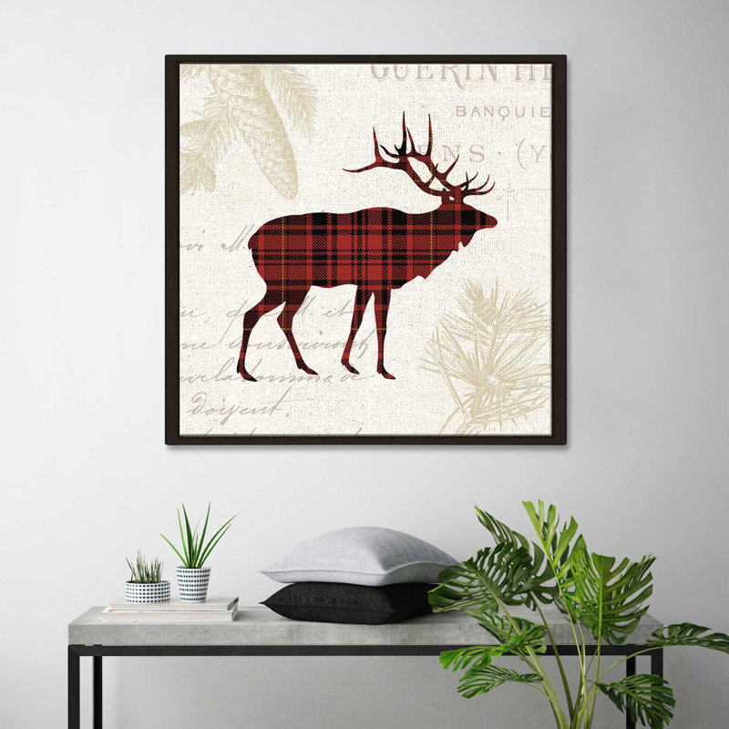 «Plaid Lodge III», impression sur toile, H 31,5 po x l 31,5 po x P 2 po, Cadre flottant espresso