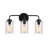 Modern 3-light Dimmable Matte Black Vanity Light With Glacier Glass Shades