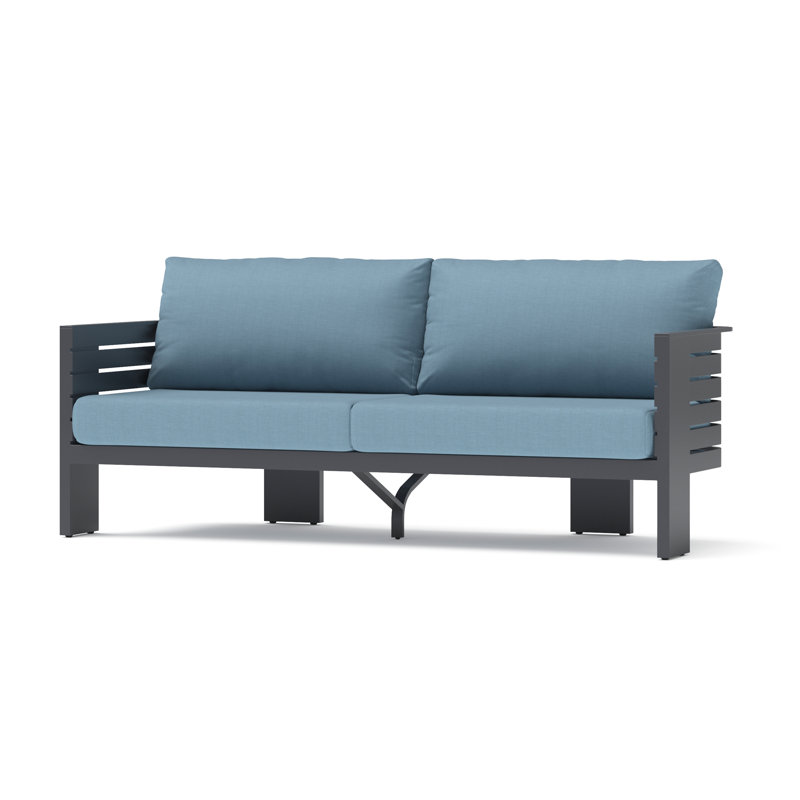 Ari 3 Piece Sunbrella® Outdoor Patio Seating Set - Spectrum Denim, Canvas Denim