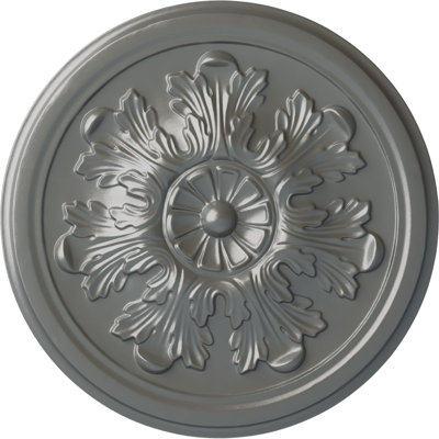 Endurathane Legacy Acanthus Ceiling Medallion, 12 3/4"OD x 7/8"P (Fits Canopies up to 3 1/2"), Hand-Painted Silver Finish