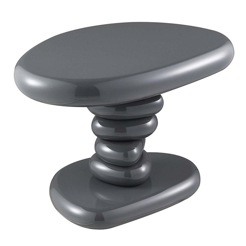 Table de bout sculpturale moderne gris ultrabrillant