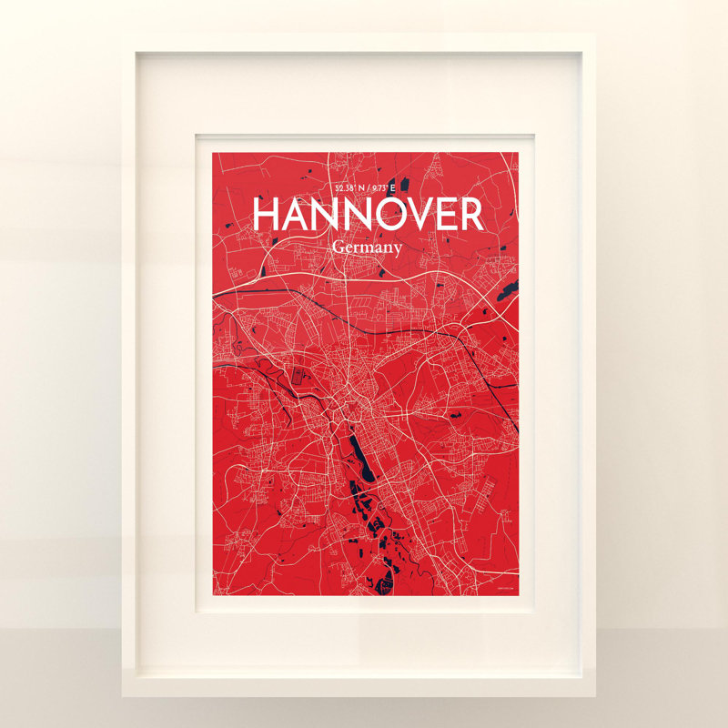 Hannover City Map In Nautical - No Frame Print, 24cm H x 18cm W x 0.05cm D