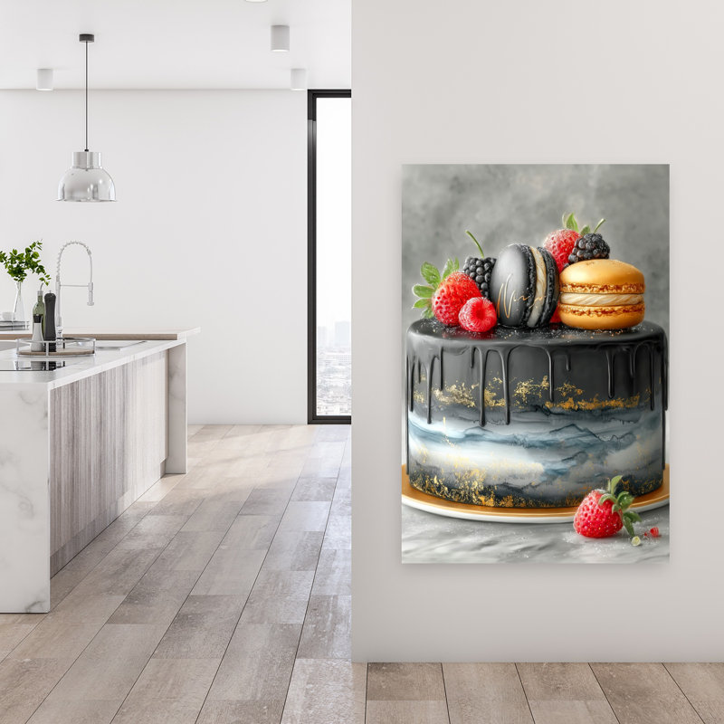 Art mural moderne élégant, gâteau noir élégant, H 48 po x l 32 po