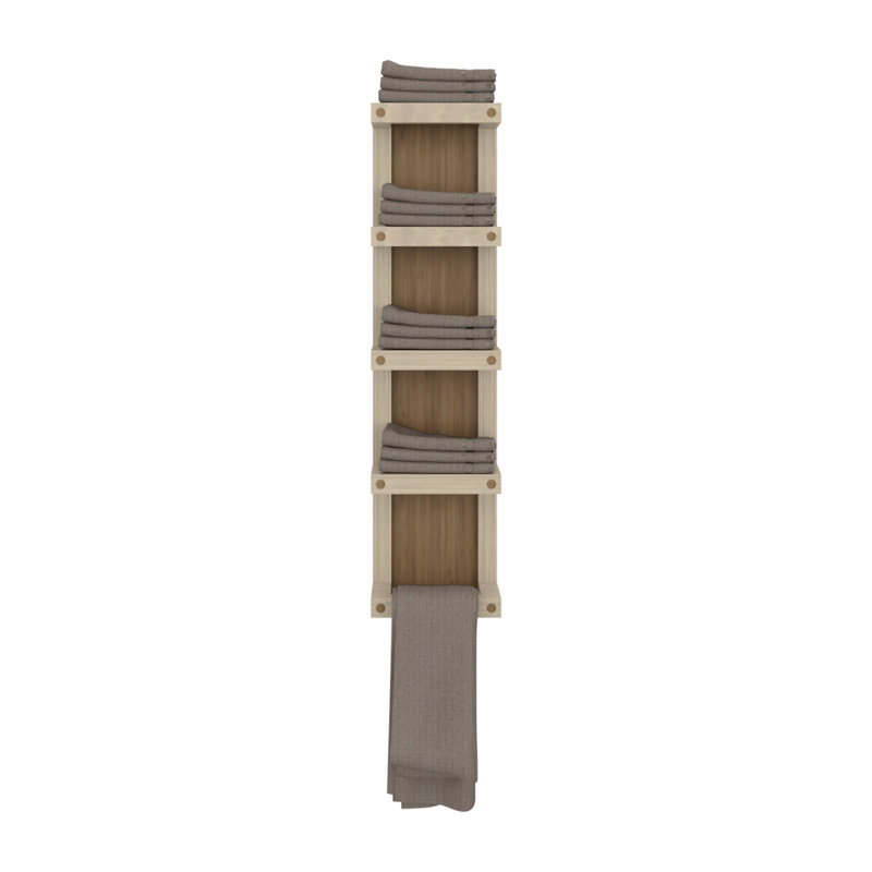 Porte-serviettes Chidester H 31,1 po, 5 tablettes, chêne naturel / beige - Salle de bain