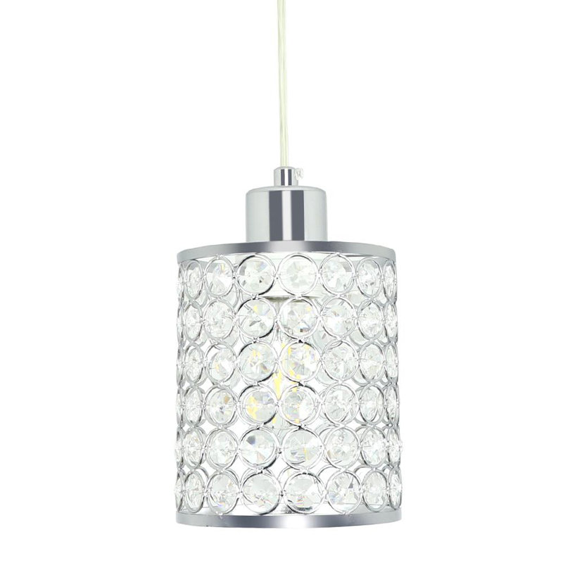 Luminaire suspendu cylindrique à 1 lumière avec accents de cristal