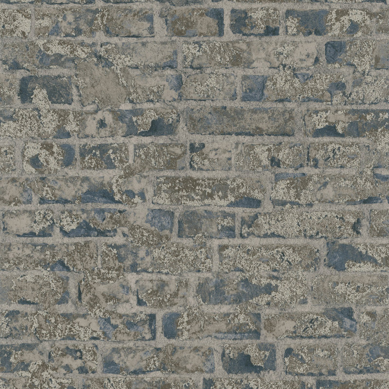 Ninti Industrial Effects Glass Stone Brick Effect Wallpaper Roll 10.05m x 53cm, Brown