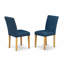 Ensemble de table de salle à manger 5 pièces comprenant une table de cuisine ronde avec piédestal et 4 chaises Parson revêtues de similicuir bleu Oasis-1243050147-1326178731-1325431812