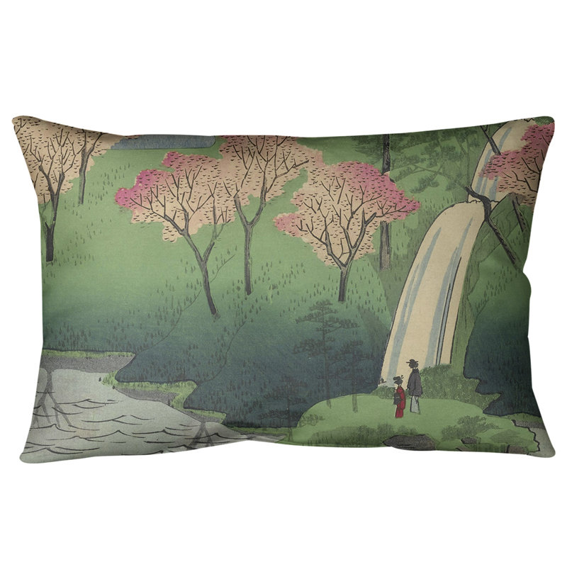 Coussin lombaire chiyogaike étang, Rose, Faux lin