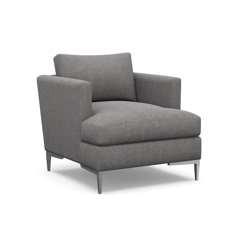 Aiden Accent Chair, Cottontail Natural , Polished Stainless