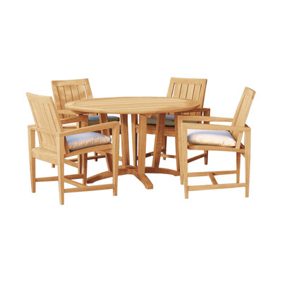 Amalfi Outdoor 5 - Piece Teak Dining Set with Cushions
