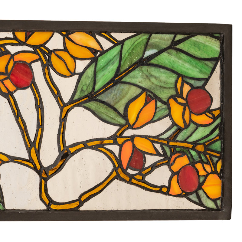 36" Wide X 8" High Bittersweet Transom Stained Glass Window