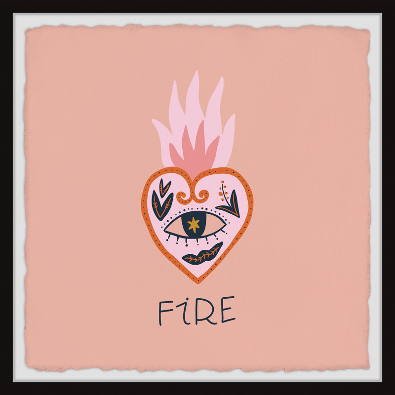 Heart On Fire - Single Picture Frame Painting, 81cm H x 81cm W x 3.81cm D