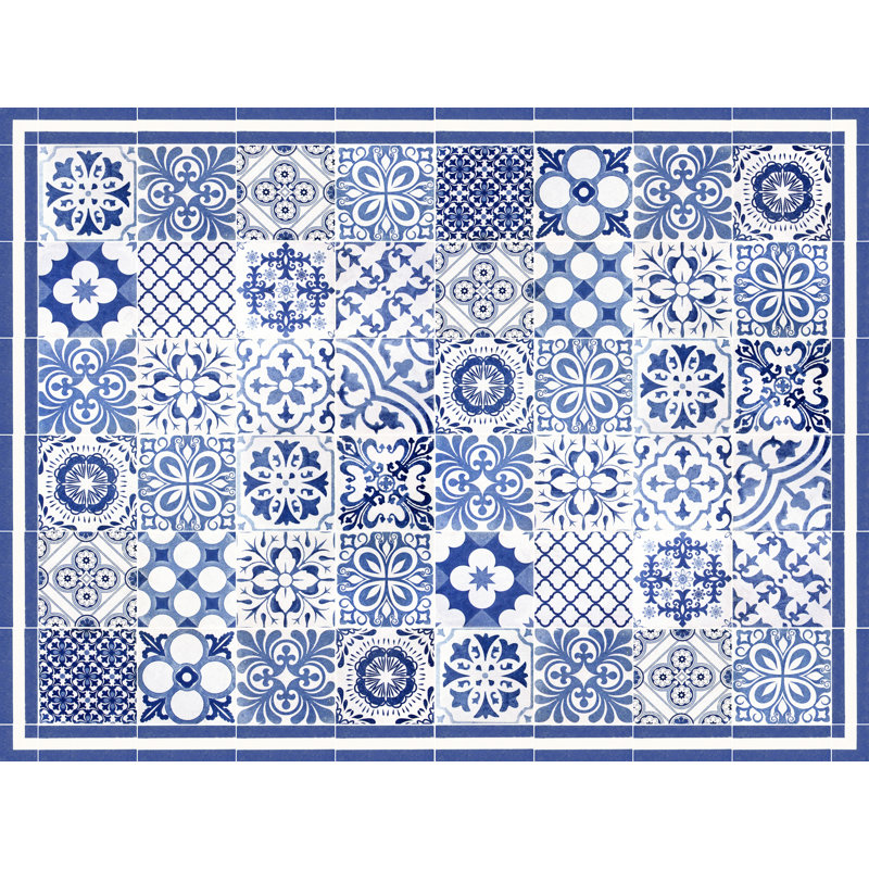 Elliona Vinyl Machine Printed Area Rug, Rectangle 3'3.4" x 4'4.4"