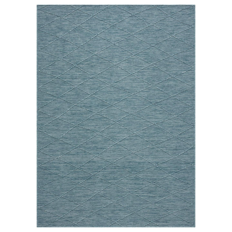 Modern Outdoor Geometric Area Rug, Non-Slip Washable Carpet, Rectangle 8' x 10'