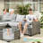 7-Seat All-Weather Outdoor Wicker Patio Conversation Furniture Set With Expandable Fire Pit Table-1896857824