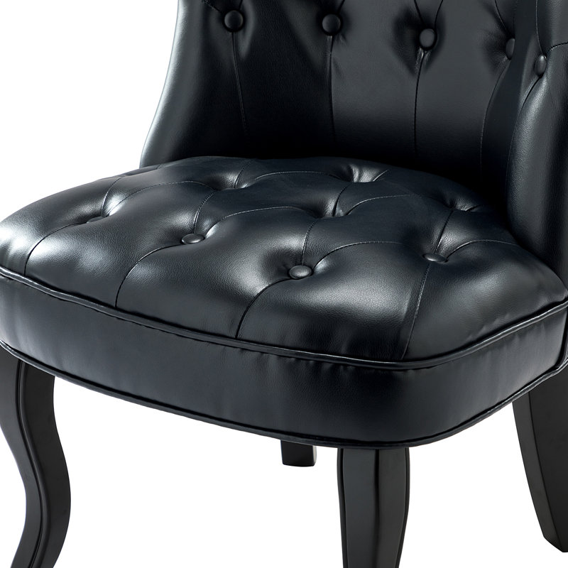 Ensemble de 2 chaises d'appoint Alexnadra, Similicuir bleu marine