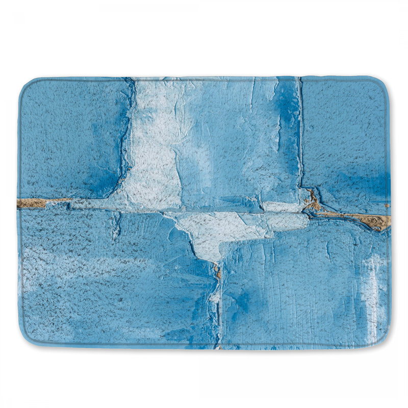 Tapis de bain texturé abstrait bleu, L 34 po x L 21 po