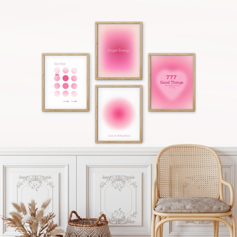 «Angel Angel Aura Motto», impression de 4 pièces encadrées sur papier, Naturel, H 16 po x l 12 po