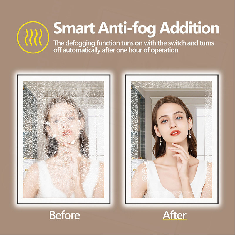 Frameless LED Bathroom Mirror,Smart Mirror, 36" x 72"