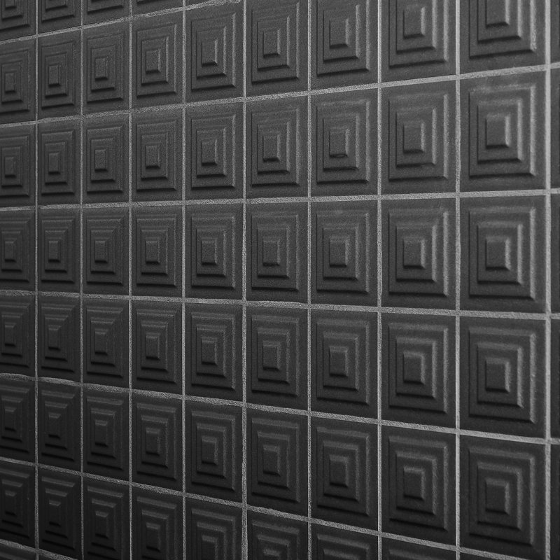 Level Pyramid 7.87" x 15.74" Ceramic Patterned Tile, Charcoal