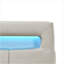 Grand lit plateforme tapissier avec structure à DEL, lit gigogne simple TG et 2 tiroirs, tissu en lin-599824351