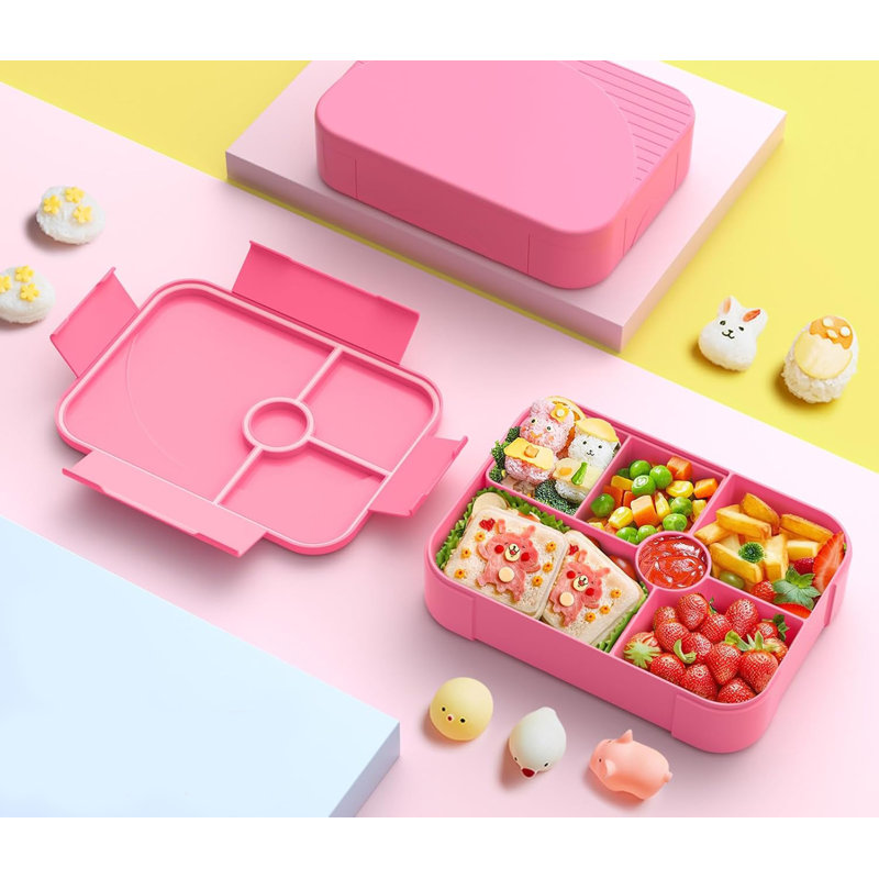 Boîte à bento 6 compartiments 1150 ML pour enfants - plateau repas amovible pour la rentrée scolaire