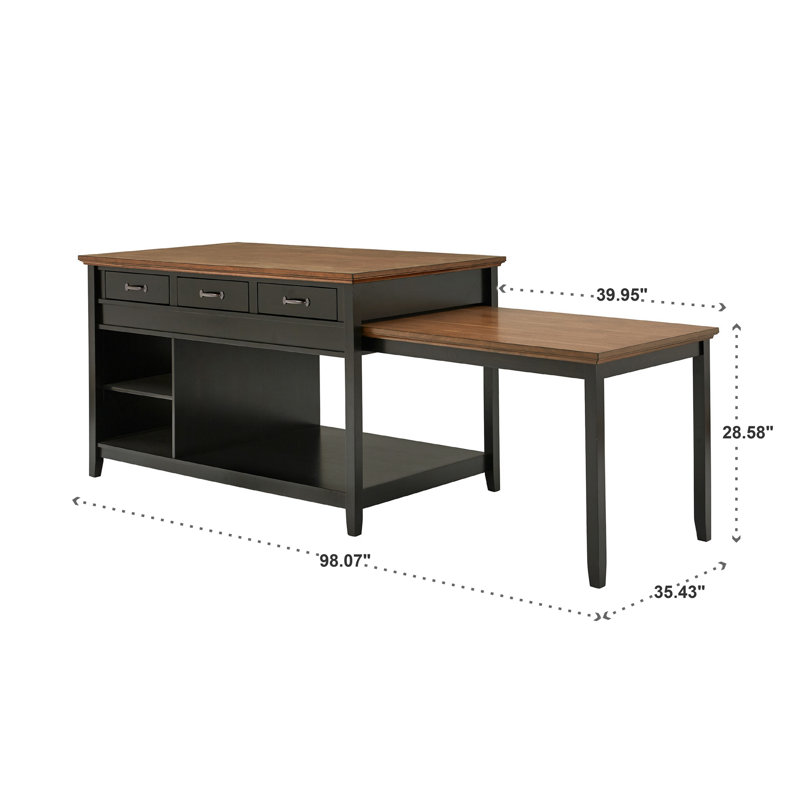 Fortville Kitchen Island, Black