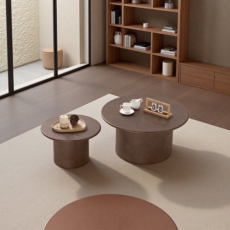 Ensemble de 2 tables basses rondes en MDF pour le salon