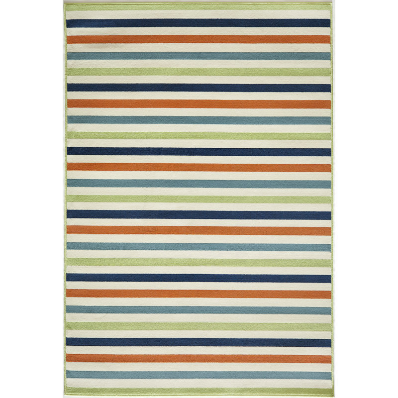 Irita Striped Indoor / Outdoor Rug, Rectangle 3'11" x 5'7"