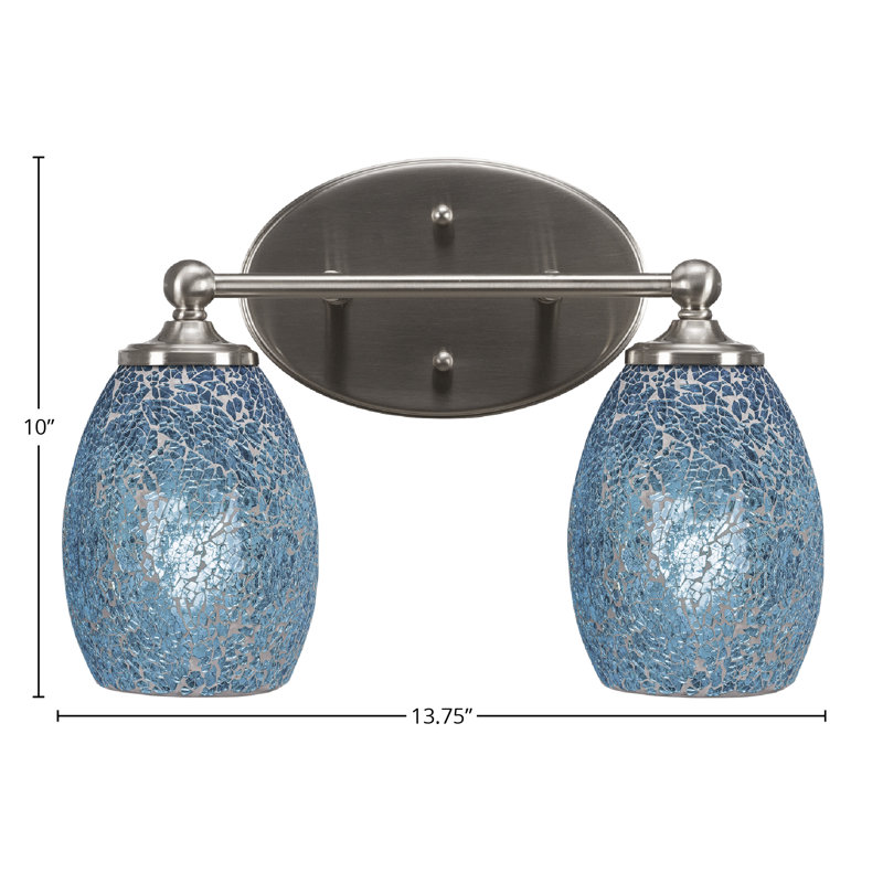 Bar de salle de bain Sais Light présenté avec verre fusion turquoise, Nickel brossé, 2