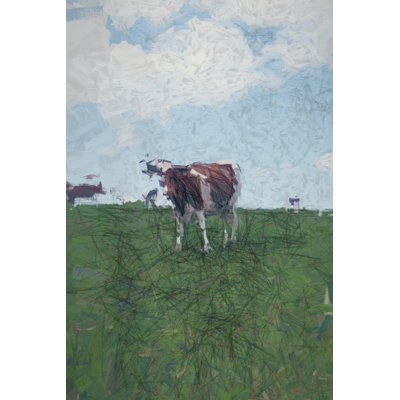 Cow In Grass - Wrapped Canvas Painting