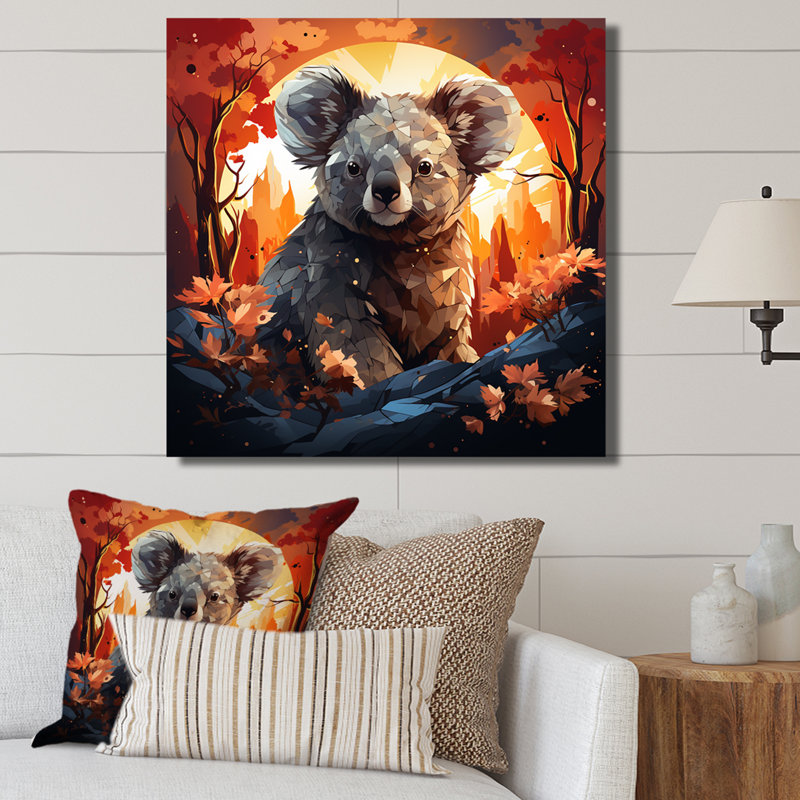 Koala Fiery Sunset II - art mural Koala, Toile tendue, H 30 po x l 30 po x P 1,5 po