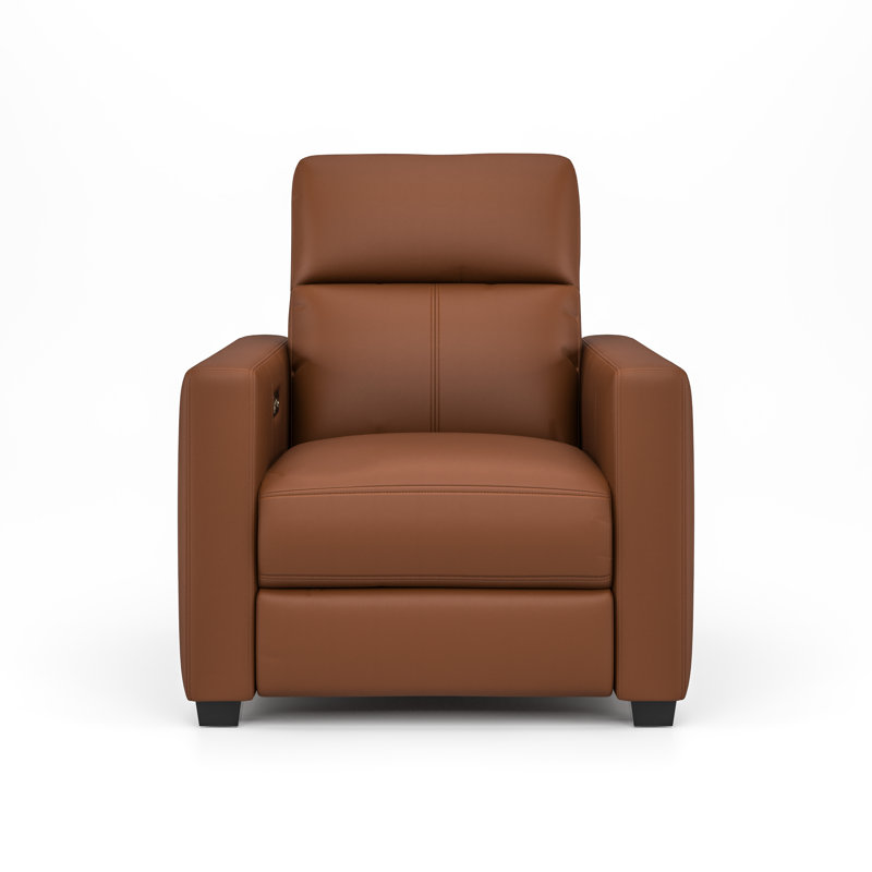 Broadway 34" Leather Power Club Recliner, Cinnamon Leather Match